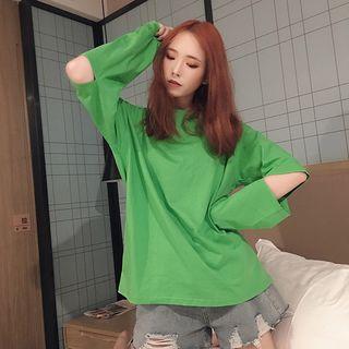 Letter Cut-out Long-sleeve T-shirt