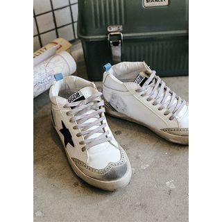 Star-appliqu  Distressed High-top Sneakers