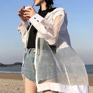 Sheer Panel Hooded Jacket
