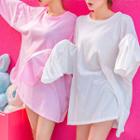 Drop-shoulder Long-sleeve Oversized T-shirt