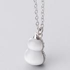 Gourd Cat Eye Stone Pendant Sterling Silver Necklace