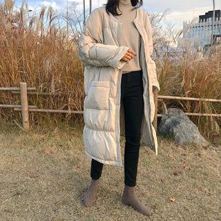 Hidden-button Padded Jacket