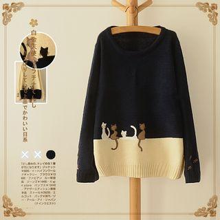 Color-block Applique Sweater