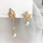 Non-matching Faux Pearl Alloy Shell Dangle Earring