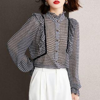 Patterned Ruffle Blouse