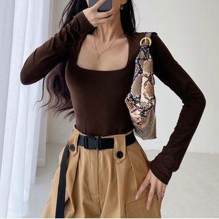 U-neck Skinny T-shirt In 5 Colors