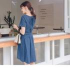 Short Sleeve Denim A-line Dress