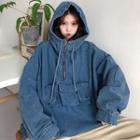 Half-zip Denim Hoodie