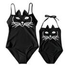 Family Matching Cat Embroidery Swimsuit