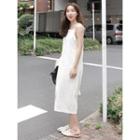 Spaghetti-strap Slit-front Midi Dress
