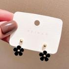 Flower Alloy Swing Earring A031 - 1 Pr - Black - One Size
