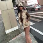 Turtleneck Plain Zip Cargo Padded Vest Khaki - One Size