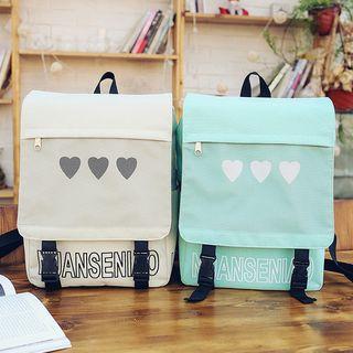 Heart Print Lettering Backpack