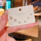 3 Pair Set: Faux Pearl Earring (various Designs) Set Of 3 Pairs - S925 Silver Needle - Pearl White - One Size