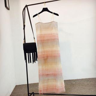 Spaghetti Strap Gradient Midi Layered Dress Multicolor - One Size