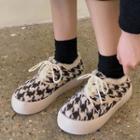 Houndstooth Lace Up Sneakers