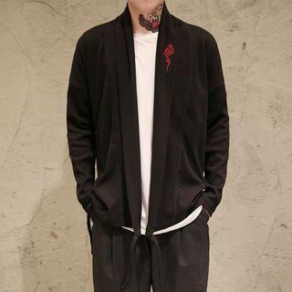 Embroidered Lace-up Cardigan