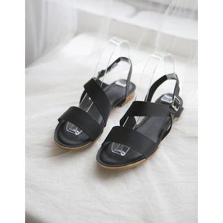 Ankle-strap Faux-leather Flat Sandals