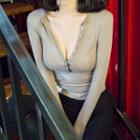 Long-sleeve Half Button T-shirt