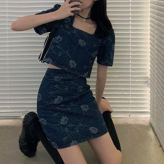 Short-sleeve Denim Top / Skirt