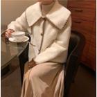 Embroidered Trim Buttoned Jacket / Midi A-line Skirt