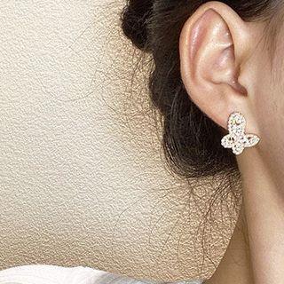 Butterfly Faux Pearl Alloy Earring 1 Pair - Gold - One Size