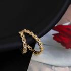 Rhinestone Layered Earring 1 Pc - Gold - One Size