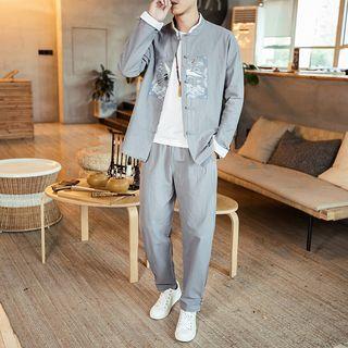 Set: Long-sleeve Frog Buttoned Top + Pants