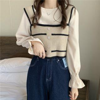 Plain Blouse / Wide Strap Knit Top