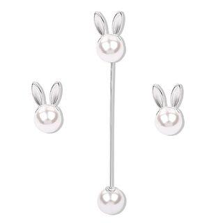 Faux Pearl Rabbit Brooch 1924 - Set Of 3 - Rabbit - One Size