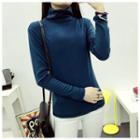 Mock-neck Fleece-lined Long-sleeve Top