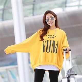 Batwing-sleeve Lettering Sweatshirt