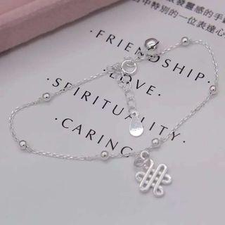S925 Sterling Silver Knot Charm Bracelet
