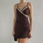 Spaghetti Strap Lace-trim Glitter Dress