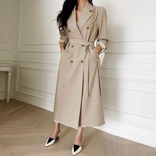 Long Chesterfield Coat With Sash