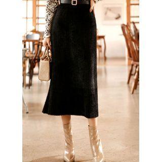 Midi H-line Furry Knit Skirt