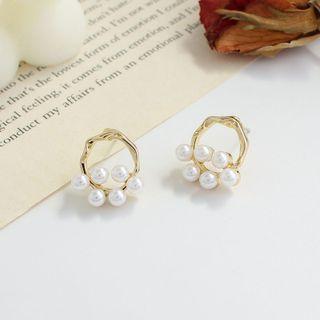 Beaded Hoop Stud Earring / Clip-on Earring