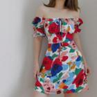 Off Shoulder Floral A-line Mini Skirt