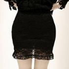 Frill-hem Lace Mini Skirt