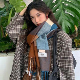 Plaid Shawl Brown & Blue - One Size