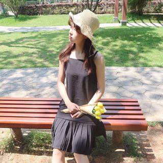 Pleated Hem Strappy Dress