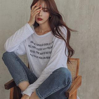 Text Print Linen Blend T-shirt