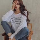 Text Print Linen Blend T-shirt