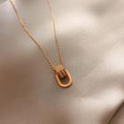Rhinestone Alloy Pendant Necklace Gold - One Size