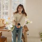 Lace-collar Shirred Texture Blouse