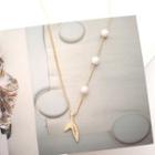 Asymmetric Faux Pearl Mermaid Tail Pendant Necklace 1 Pc - Gold - One Size