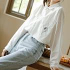 Long-sleeve Printed Pocket Shirt White - One Size