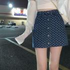 High-waist Dotted Denim Mini Skirt