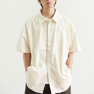 Plain Pocket Front Short Sleeve Shirt