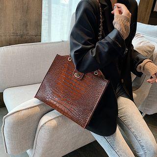 Patent Croc Grain Tote Bag